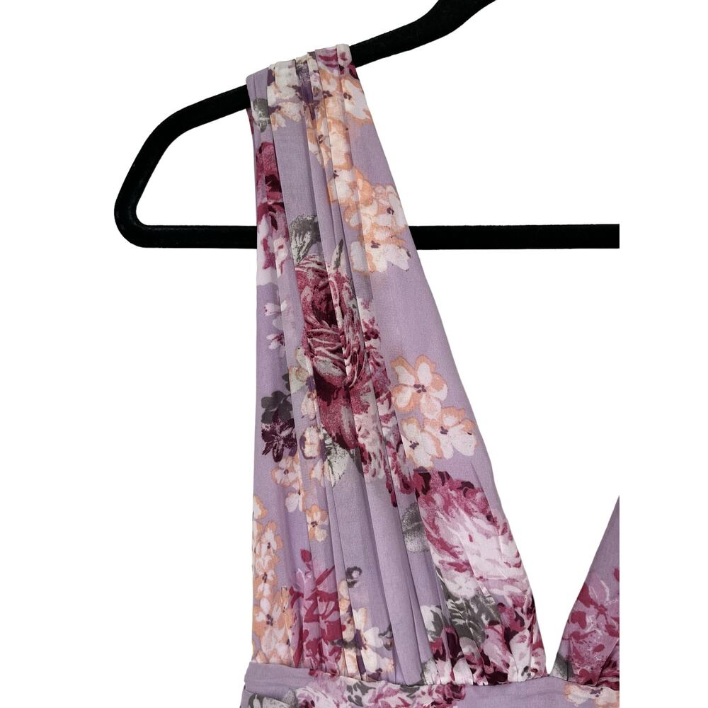 LuLus Dress Garden Meandering Floral Chiffon gown purple X-Small XS - Picture 5 of 7